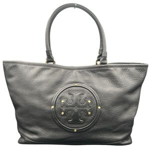 Large Tory Burch Black Pebbled Leather Shoulder Bag / Tote - EUC